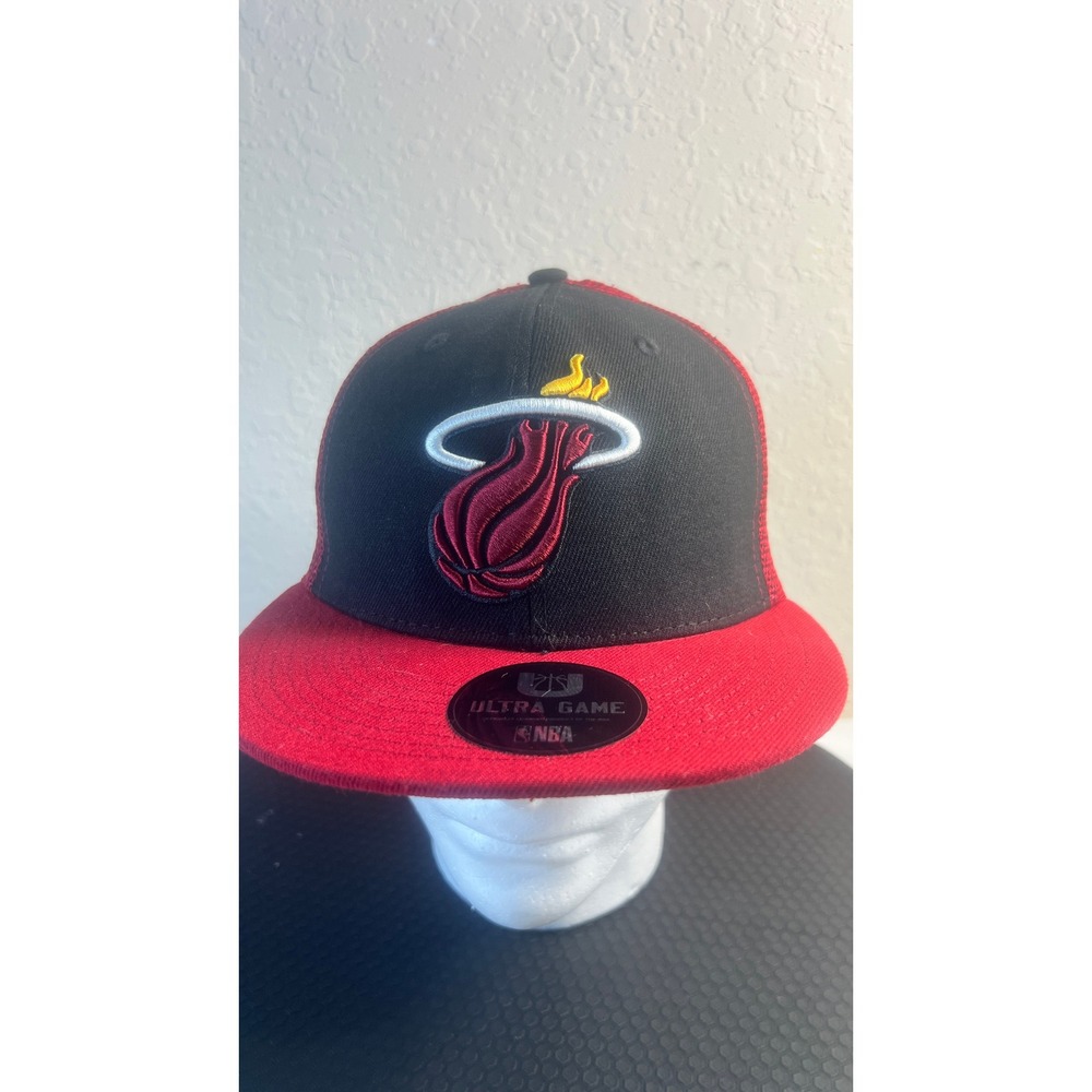 Ultra Game NBA Miami Heat Snapback Hat Black Red Trucker Cap VGMG478F OSFM